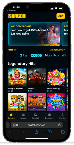 Mobilna wersja strony internetowej Snatch