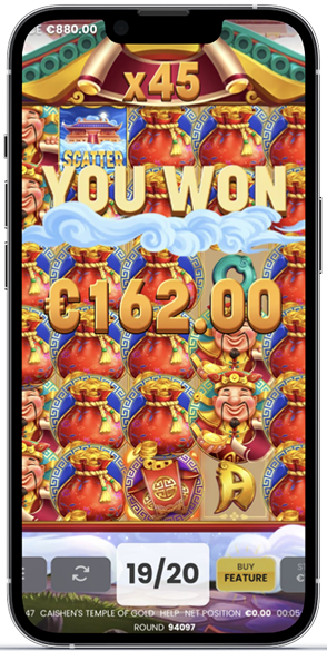 widok gry Caishens Temple of Gold w telefonie